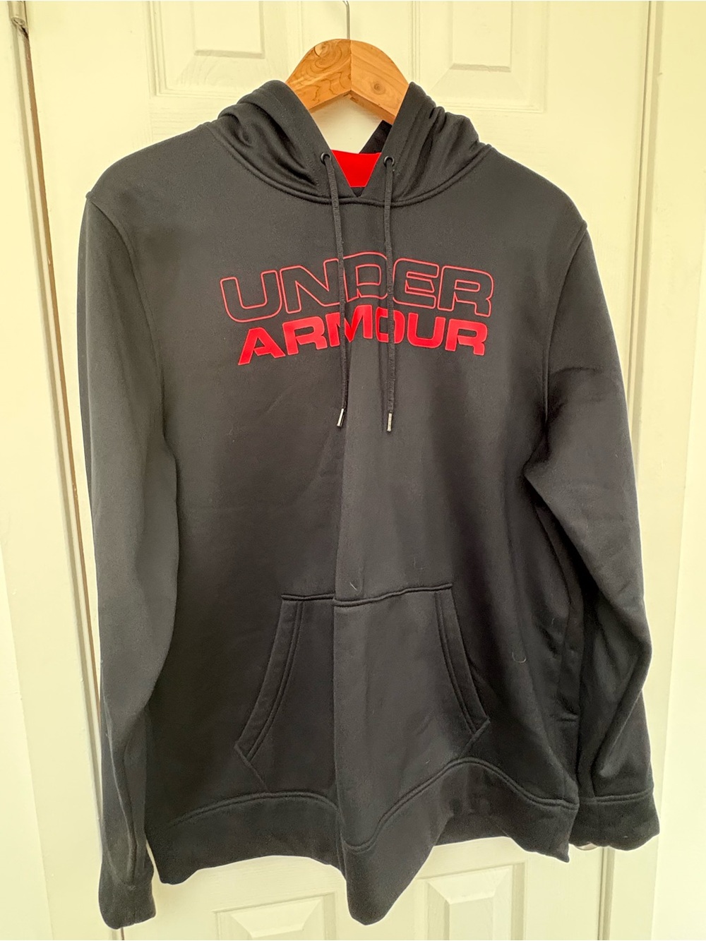 Under Armour Black Hoodie with Red Logo Chest Graphic